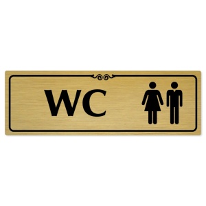 WC společné, 240x79mm, zlatá popiska s ozdobou uprostřed