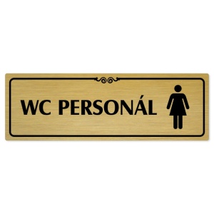 WC personál ženy, 200x66mm, zlatá popiska s ozdobou uprostřed