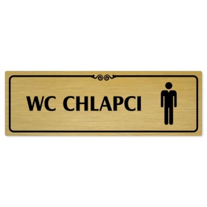 WC chlapci, 200x66mm, zlatá popiska s ozdobou uprostřed