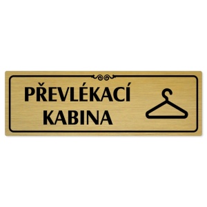 Převlékací kabina, 240x79mm, zlatá popiska s ozdobou uprostřed