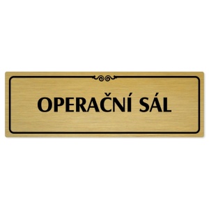 Operační sál, 240x79mm, zlatá popiska s ozdobou uprostřed