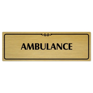 Ambulance, 200x66mm, zlatá popiska s ozdobou uprostřed