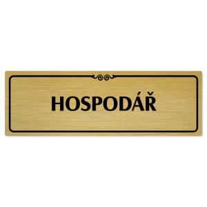 Hospodář, 200x66mm, zlatá popiska s ozdobou uprostřed