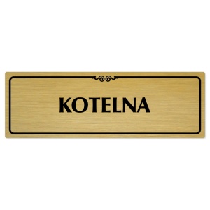 Kotelna, 240x79mm, zlatá popiska s ozdobou uprostřed