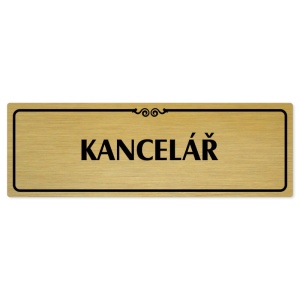 Kancelář, 200x66mm, zlatá popiska s ozdobou uprostřed