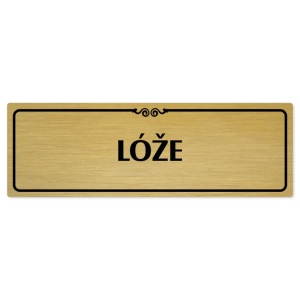 Lóže, 240x79mm, zlatá popiska s ozdobou uprostřed