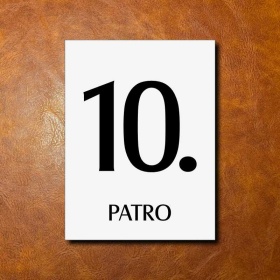 10 PATRO, bílá cedulka 150x200mm 