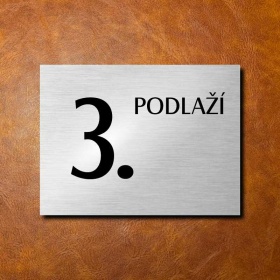 3 PODLAŽÍ, stříbrná cedulka 200x150mm 
