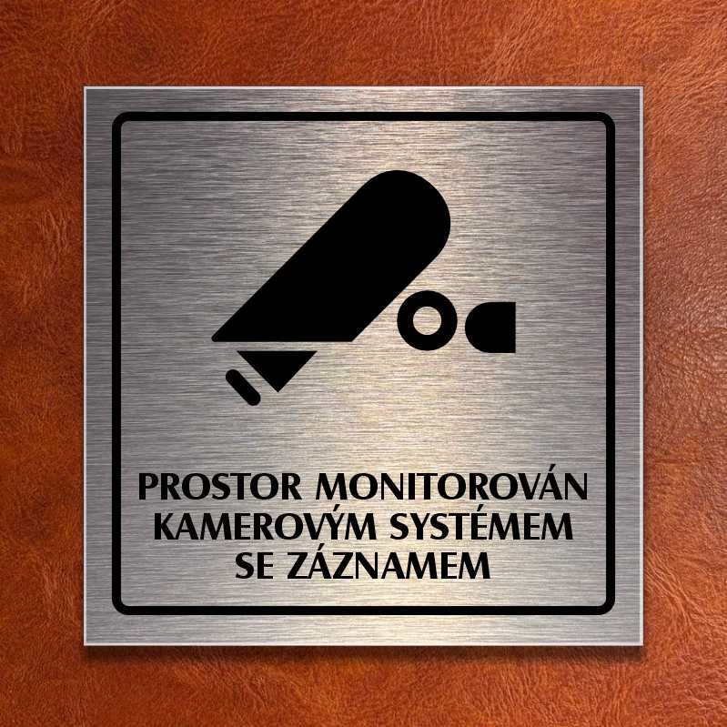 Piktogram Kamera se záznamem, stříbrná s rámečkem k lepení - Exteriér