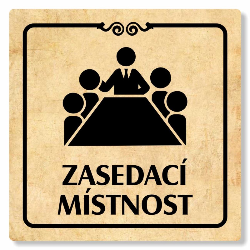 Zasedací místnost, 118x118mm, pergamen, Texas
